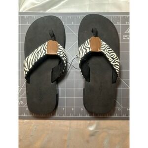 Sun Dance Women's Sz 8 Zebra Flip Flops Thong Sandals New No Box